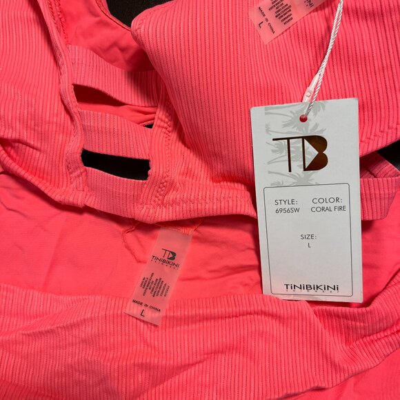 Tinibikini Swimwear Women's 2-Pc Coral Fire Bikini Set - Size Large - NWT - Picture 7 of 7